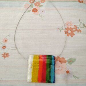 ❤️PRIDE Rainbow Glass Hand Made Pendant Necklace 2x2